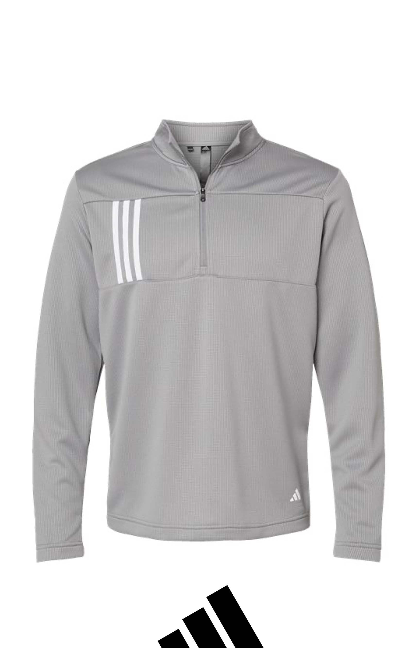 Adidas Men's 3-Stripes Double-Knit Quarter-Zip Pullover